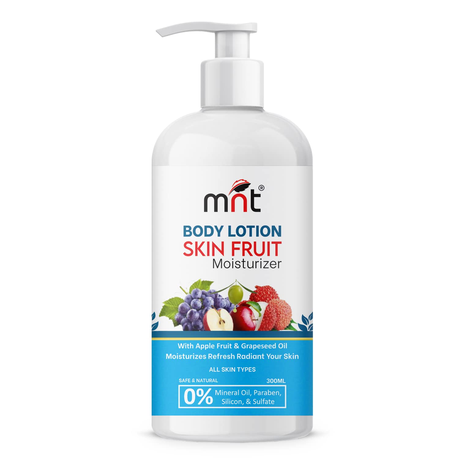 MNT Skin Fruits Moisturizing Body Lotion with Apple, Papaya & Grapes Extract, for Deep Moisturizing & Soft Skin, 300 ml