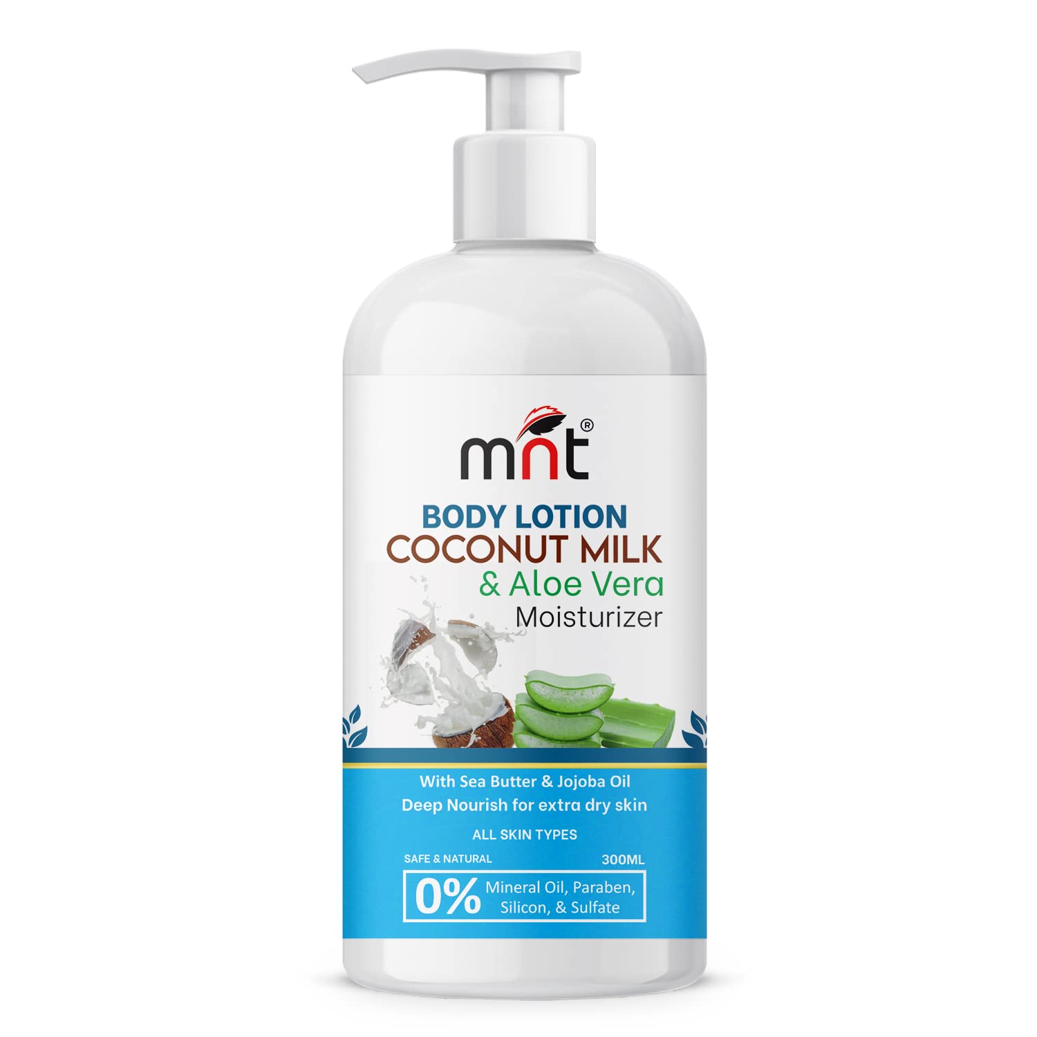 MNT Coconut Milk & Aloe Vera Moisturizing Body Lotion, 300ml – Hydrating, Nourishing Skin Care for Smooth, Soft, Healthy Skin