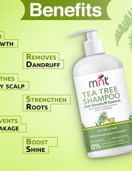 MNT Tea Tree Anti-Dandruff Shampoo 300ml – Eliminates Flakes, Relieves Itchy Scalp, Refreshes Hair, Nourishing Formula for All Hair Types.
