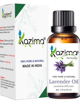 KAZIMA Lavender Essential Oil - 100% Pure, Natural & Undiluted Oil for Skin Care & Hair Care (15 ml)