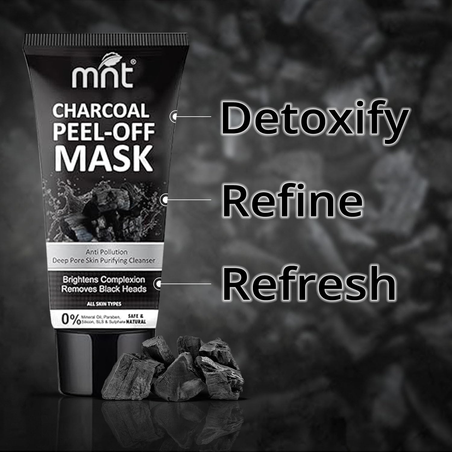 MNT Charcoal Peel Off Mask for Women & Men | Removes Blackheads & Whiteheads | Deep Cleansing Charcoal Peel Off Mask for Oily Skin & Dull Face | 100 g