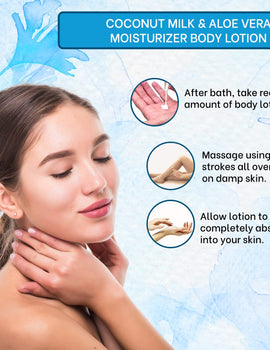 MNT Coconut Milk & Aloe Vera Moisturizing Body Lotion, 300ml – Hydrating, Nourishing Skin Care for Smooth, Soft, Healthy Skin