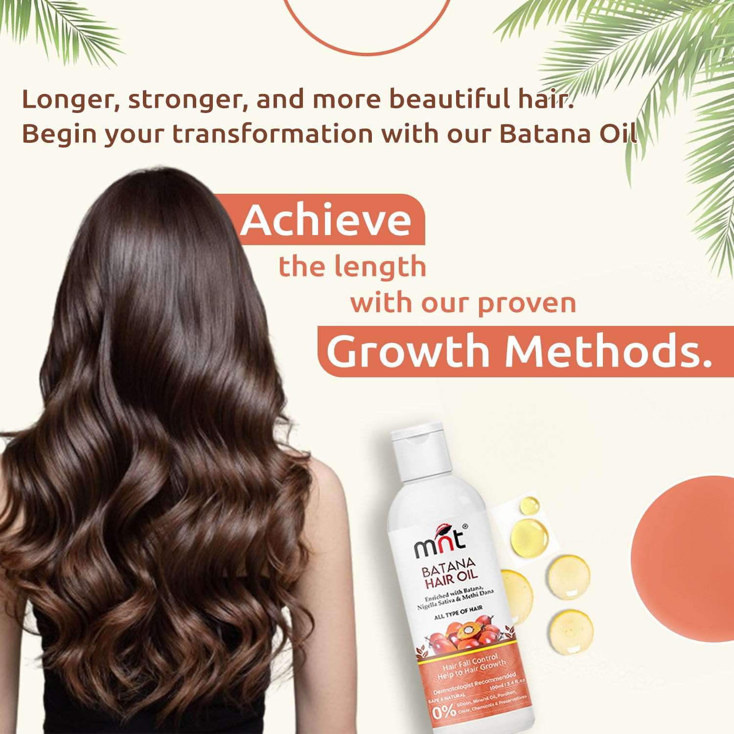 MNT Batana Oil for Hair Growth with Methi Dana & Curry Leaf | Promotes Thicker, Shiny, Stronger & Healthy Hair | Pure Batana Oil for Hair Growth and Hair Fall Control | 100 ml