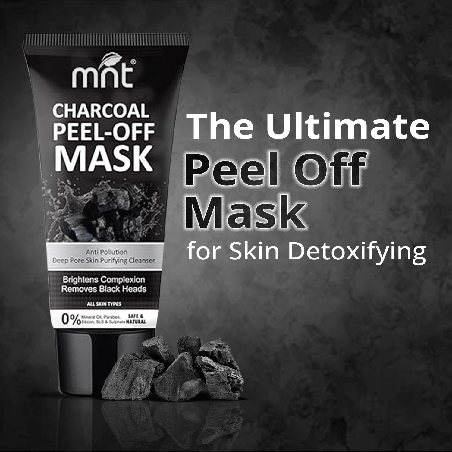 MNT Charcoal Peel Off Mask for Women & Men | Removes Blackheads & Whiteheads | Deep Cleansing Charcoal Peel Off Mask for Oily Skin & Dull Face | 100 g