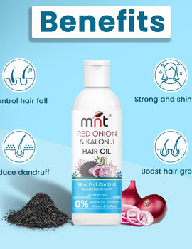 MNT Red Onion & Kalonji Hair Oil for Hair Growth and Hair Fall Control with Onion & Black Cumin Seed Oil, 100 ml