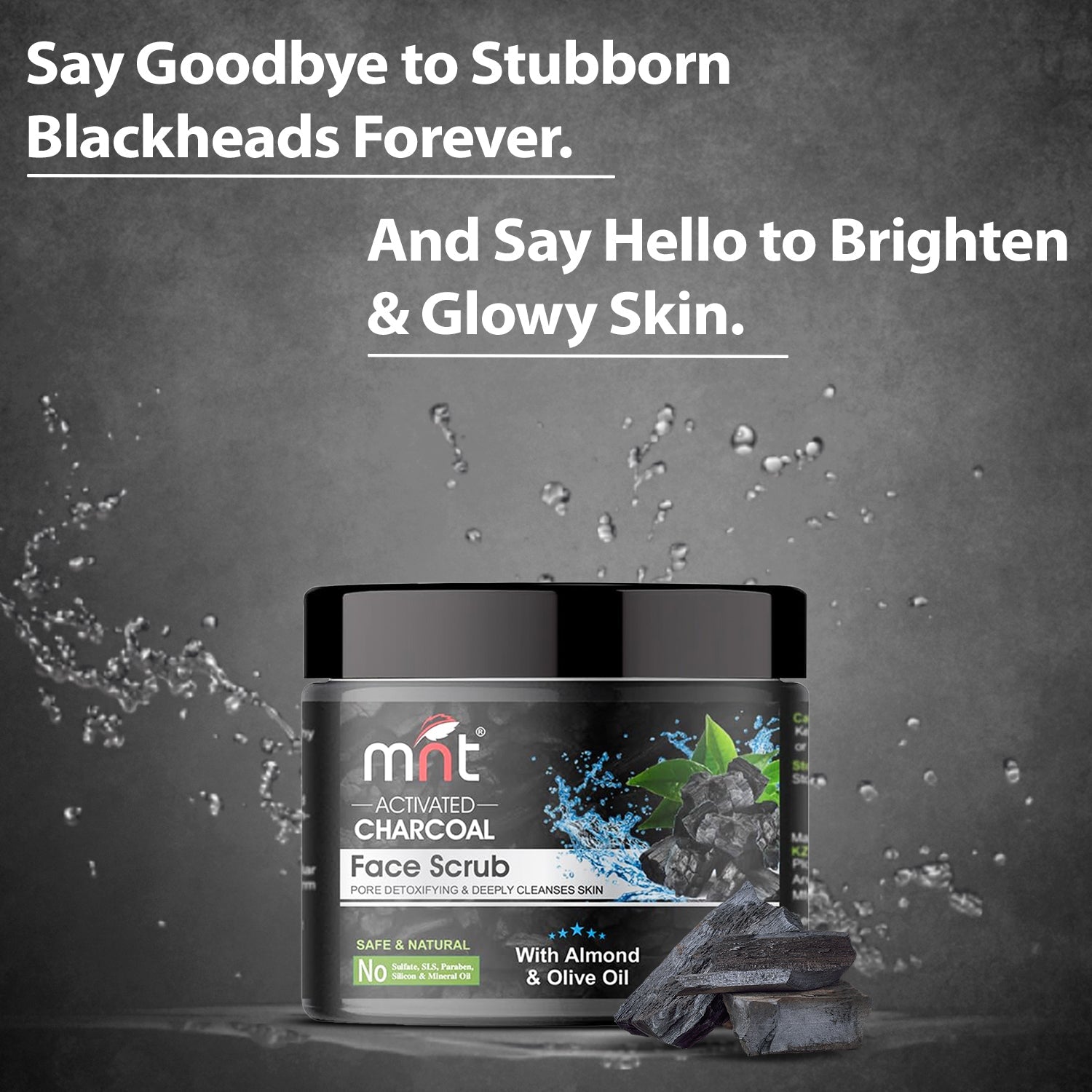 MNT Activated Charcoal Face Scrub for Men & Women | Exfoliates Skin | Removes Dirt & Impurities | Unclog Pores | Anti-Pollution Gentle Scrub for Deep Pore Cleansing & Blackhead Removal | 100 g