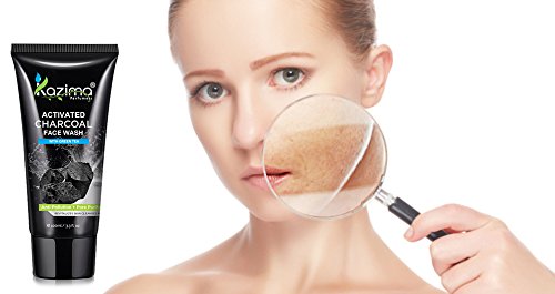 KAZIMA Activated Charcoal Face Wash with Green Tea (100ml) – Deep Cleansing, Anti-Aging, Anti-Acne, Pimple Scar Treatment