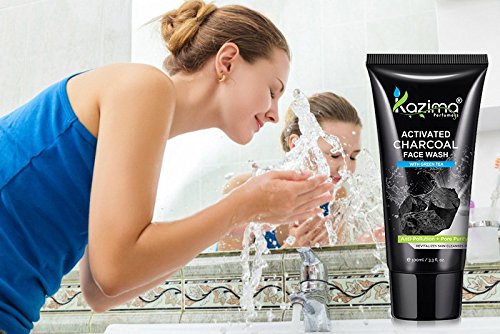 KAZIMA Activated Charcoal Face Wash with Green Tea (100ml) – Deep Cleansing, Anti-Aging, Anti-Acne, Pimple Scar Treatment