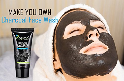 KAZIMA Activated Charcoal Face Wash with Green Tea (100ml) – Deep Cleansing, Anti-Aging, Anti-Acne, Pimple Scar Treatment