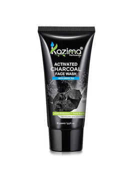 KAZIMA Activated Charcoal Face Wash with Green Tea (100ml) – Deep Cleansing, Anti-Aging, Anti-Acne, Pimple Scar Treatment
