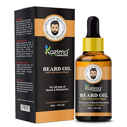 KAZIMA Beard & Moustache Oil (30ml) – Promotes Thick, Soft, Healthy Growth for Beard and Moustache, Nourishes Hair