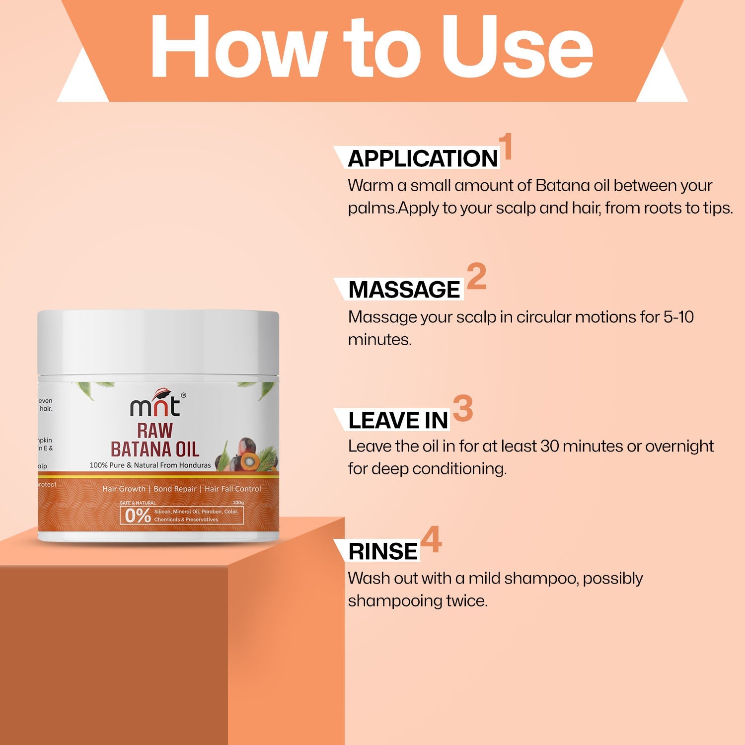 MNT Pure Raw Batana Oil for Hair Growth | Derived from American Oil Palm Nut | Promotes Thicker Hair Growth & Hair Nourishment | 100 gm