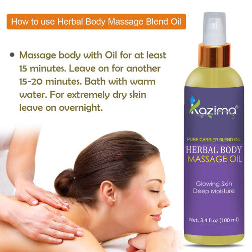 KAZIMA Herbal Body Massage Oil (100ml) for Relaxation, Pain Relief, Skin Nourishment & Hydration