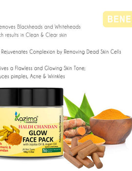 KAZIMA Haldi Chandan Glow Face Pack with Jojoba Oil & Argan Oil (100g) – Brightens Skin, Unclogs Pores, Adds Radiant Glow