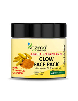 KAZIMA Haldi Chandan Glow Face Pack with Jojoba Oil & Argan Oil (100g) – Brightens Skin, Unclogs Pores, Adds Radiant Glow