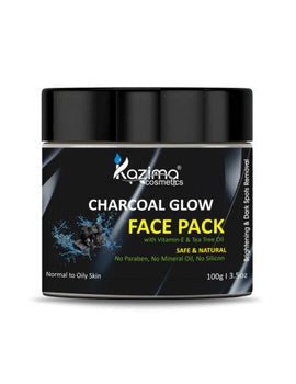 KAZIMA Charcoal Glow Face Pack with Vitamin-E & Tea Tree Oil for Skin Brightening, Deep Cleansing & Pore Detoxifying 100g