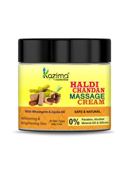 KAZIMA Haldi Chandan Massage Cream with Wheatgerm & Jojoba Oil (100g) – Skin Whitening, Brightening, and Nourishing Cream for Radiant Skin
