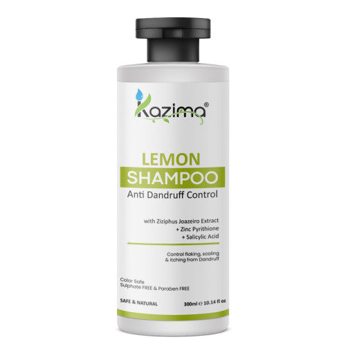 KAZIMA Lemon Anti-Dandruff Shampoo 300ml - Refreshing Formula to Combat Flakes, Soothe Itchy Scalp, and Promote Healthy