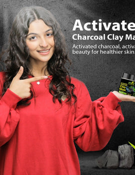 MNT Activated Charcoal Clay Mask with Green Tea & Tea Tree Oil for All Skin Types |Pore Detoxifying & Deeply Cleanses Skin, 100g