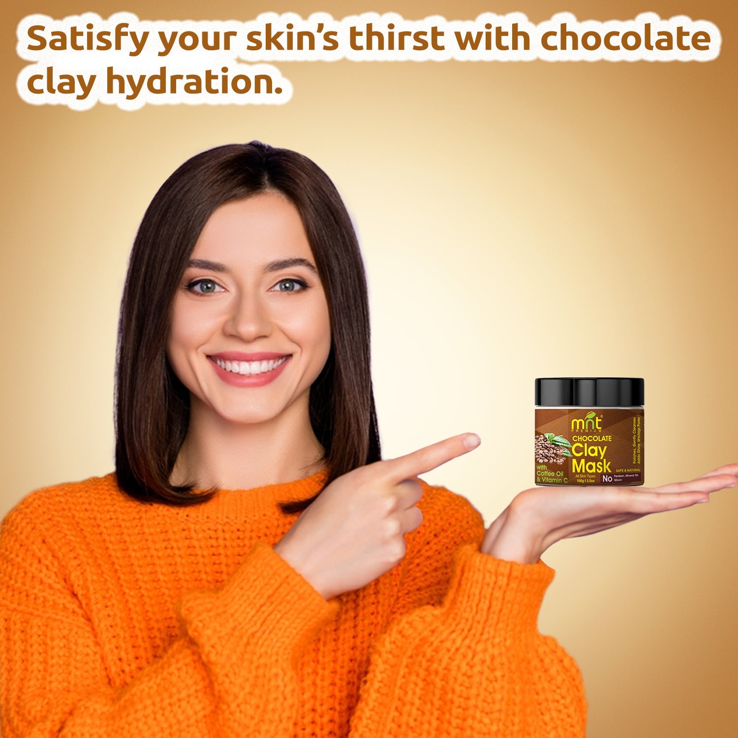 MNT Chocolate Clay Mask with Coffee Oil & Vitamin C for All Skin Types Polishes| Gently Cleanses|Adds Glow |Unclogs Pores, 100g