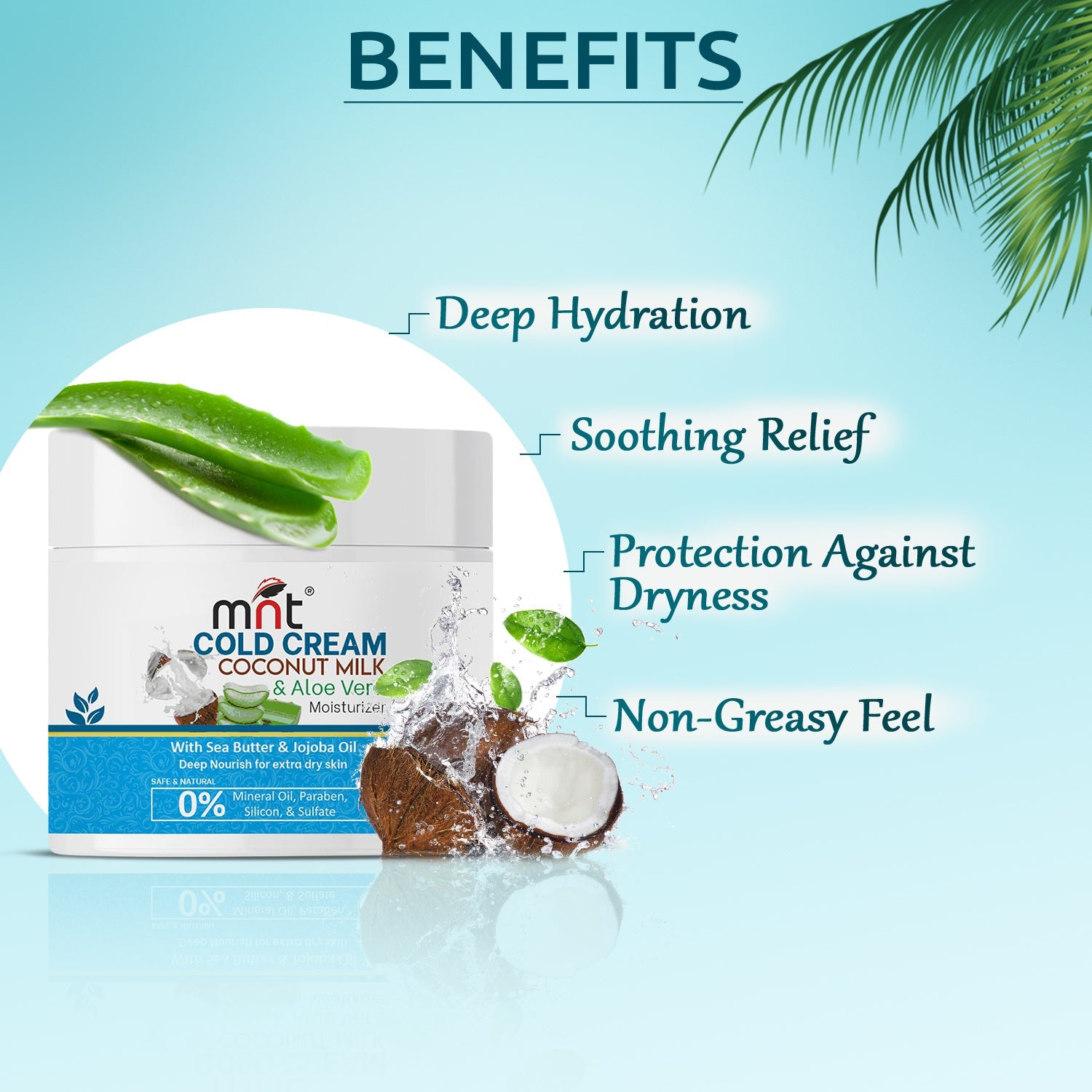MNT Coconut Milk & Aloe Vera Cold Cream Moisturizer for Face, Hand and Body | Winter Cream for Dry Skin with Vitamin E | For Men & Women | 100 g
