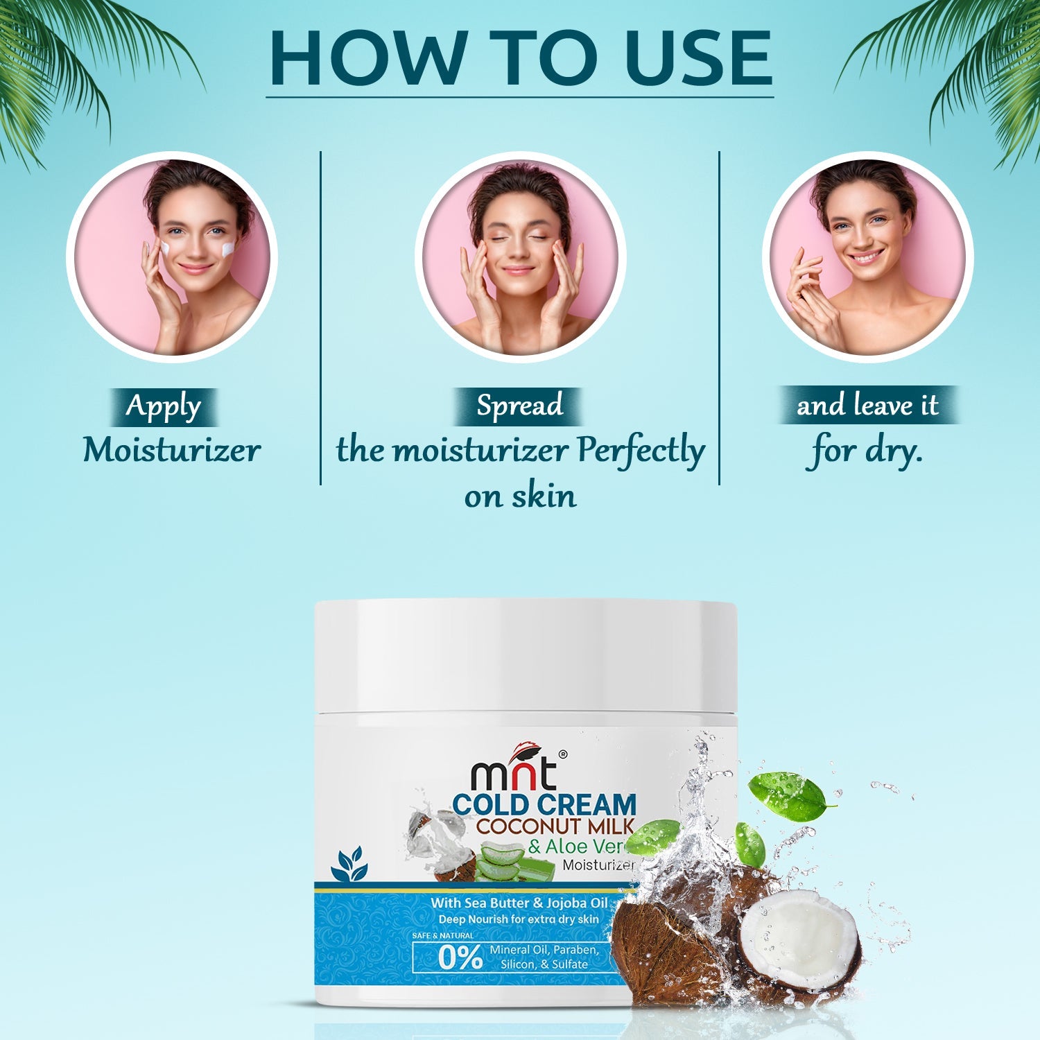 MNT Coconut Milk & Aloe Vera Cold Cream Moisturizer for Face, Hand and Body | Winter Cream for Dry Skin with Vitamin E | For Men & Women | 100 g