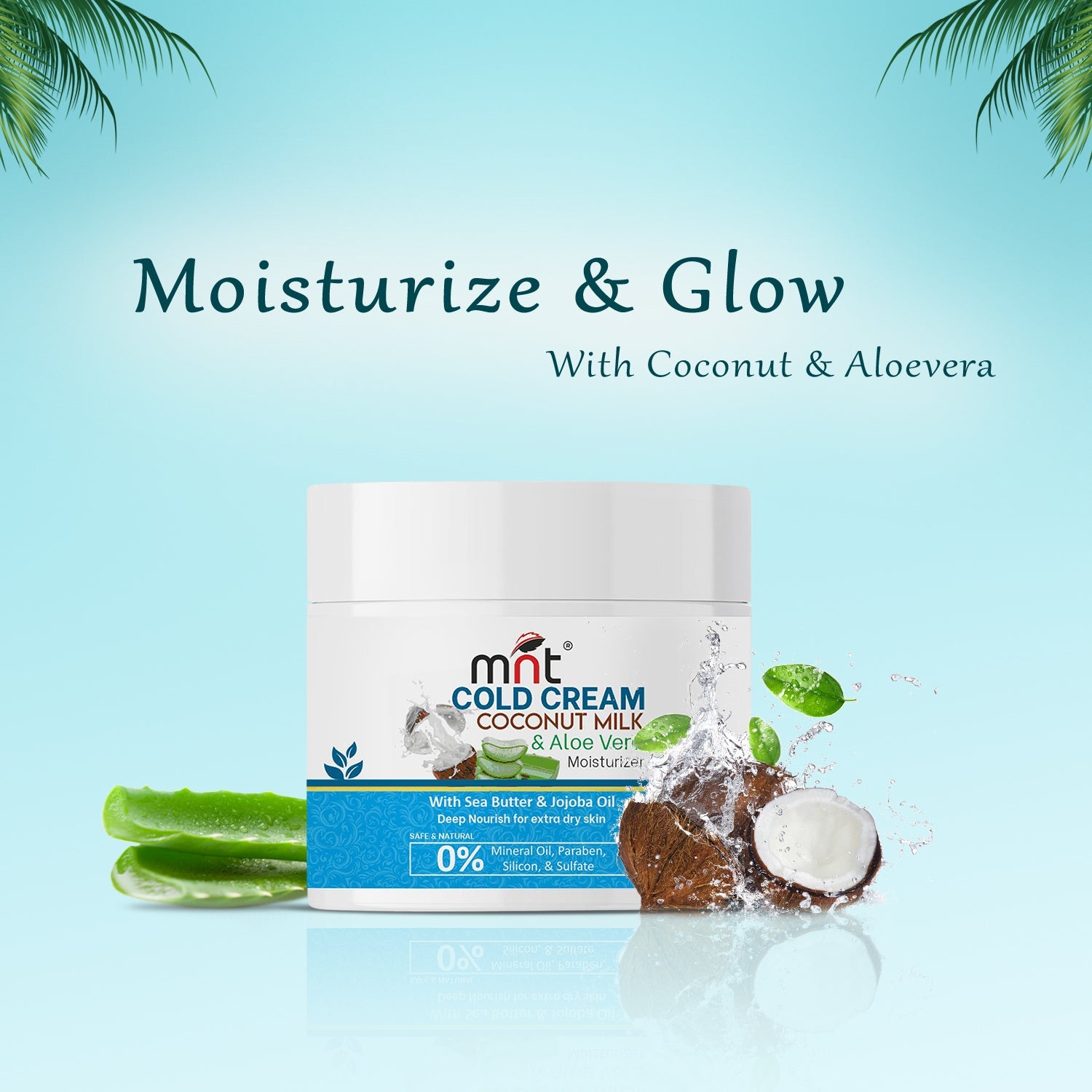 MNT Coconut Milk & Aloe Vera Cold Cream Moisturizer for Face, Hand and Body | Winter Cream for Dry Skin with Vitamin E | For Men & Women | 100 g