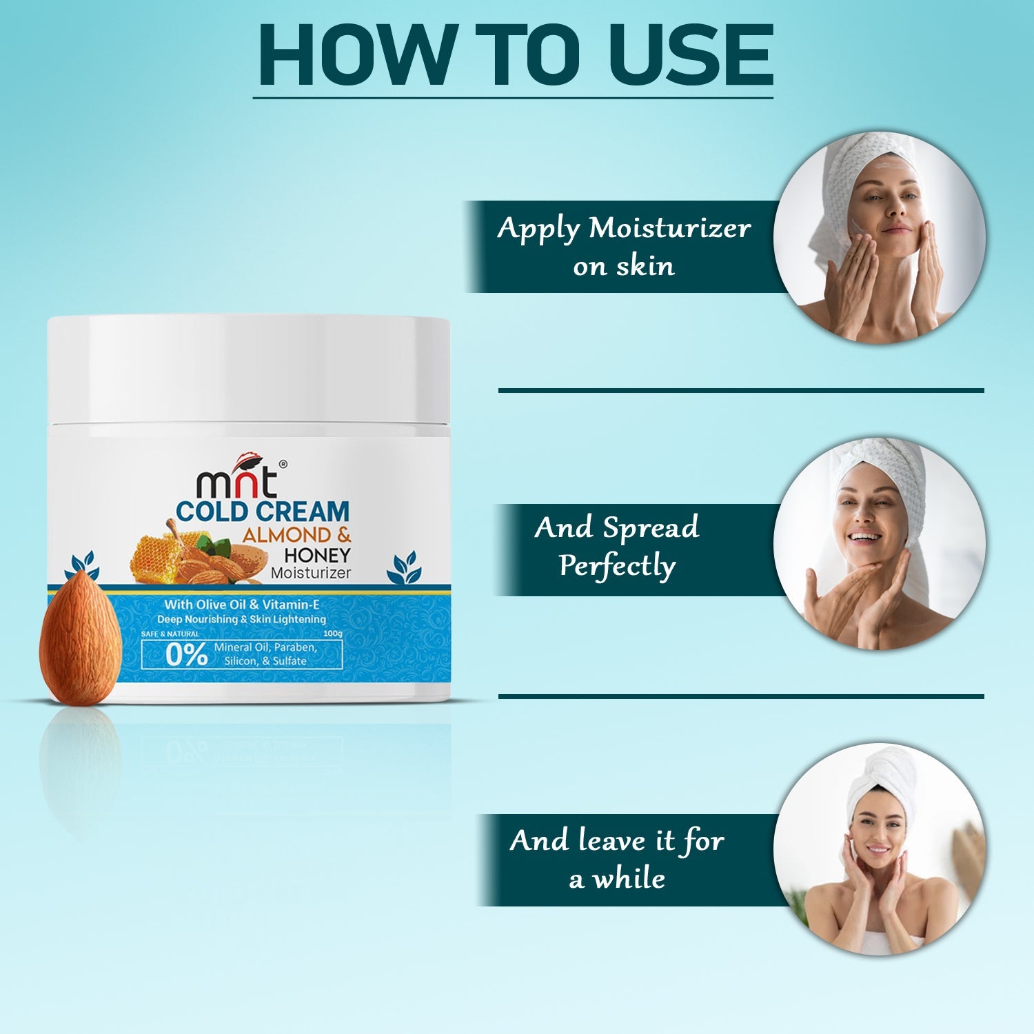 MNT Almond & Honey Cold Cream for Face, Hand and Body | Winter Moisturizer for Dry Skin with Olive Oil & Vitamin E | For Men & Women | 100 g