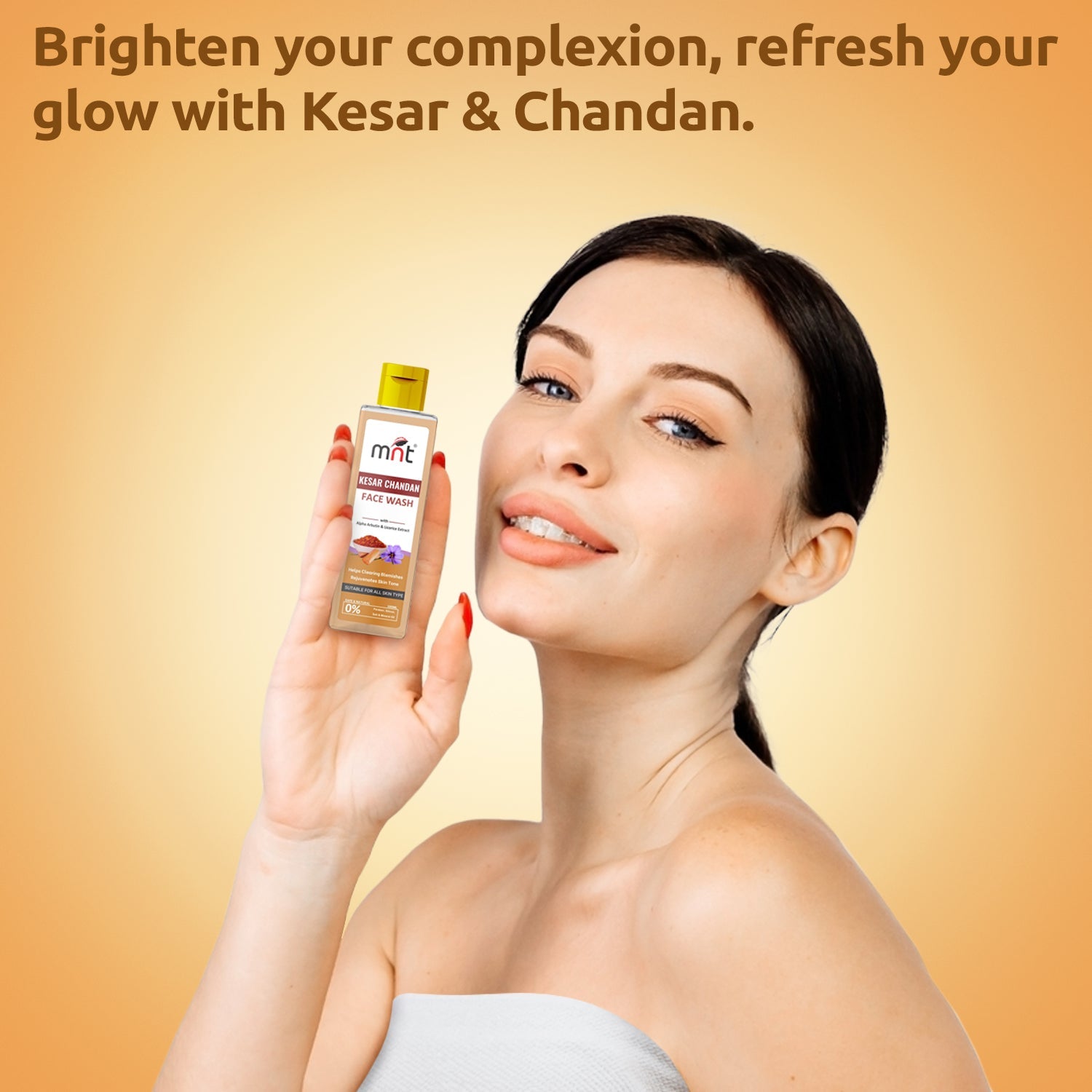 MNT Kesar Chandan Face Wash with Alpha Arbutin & Licorice Extract | Clears Blemishes and Rejuvenates Skin Tone, 100 ml
