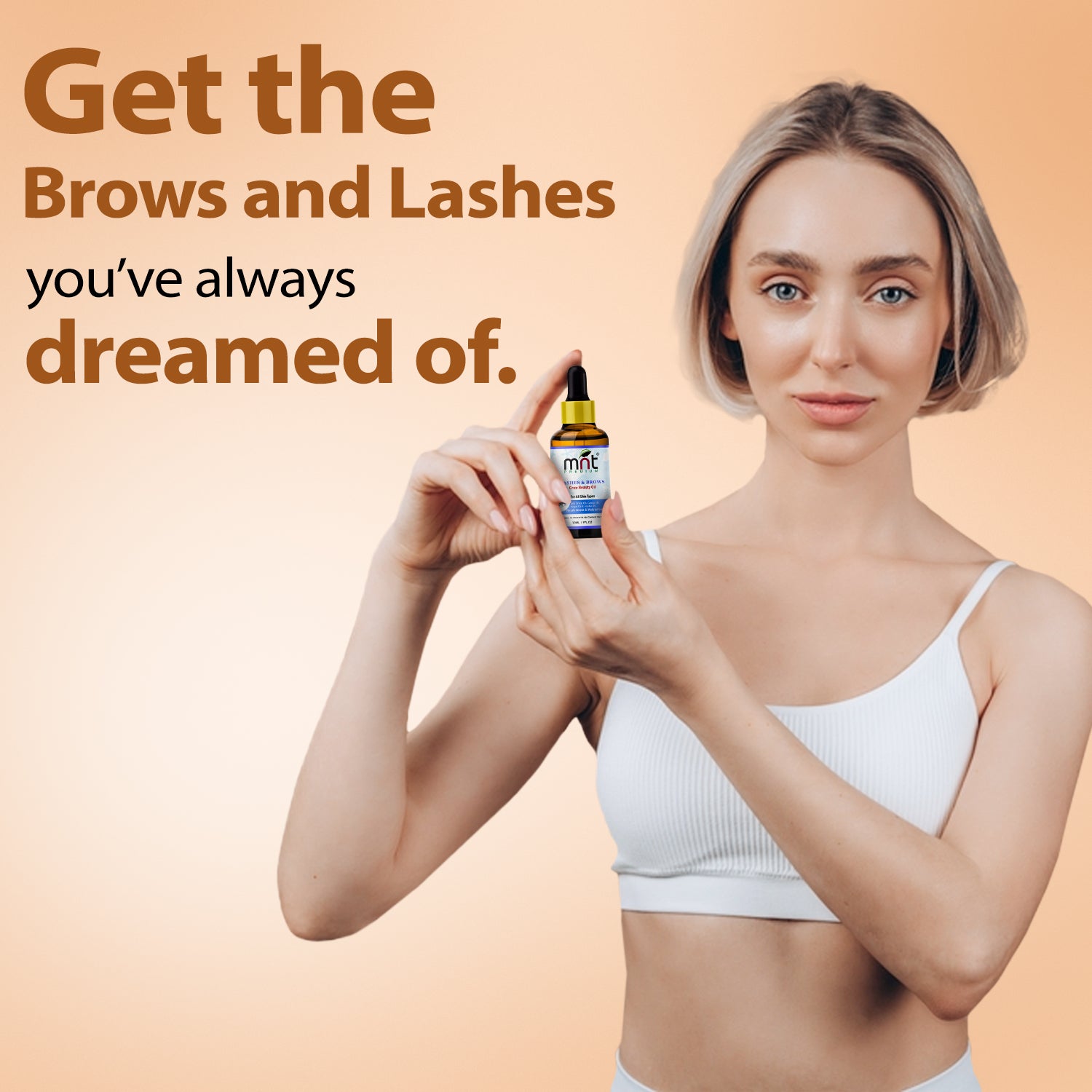 MNT Lashes & Brows Grow Beauty Oil with Argan & Jojoba Oil (30ml) For Thicker, Longer Eyebrows and Healthier Eyelashes