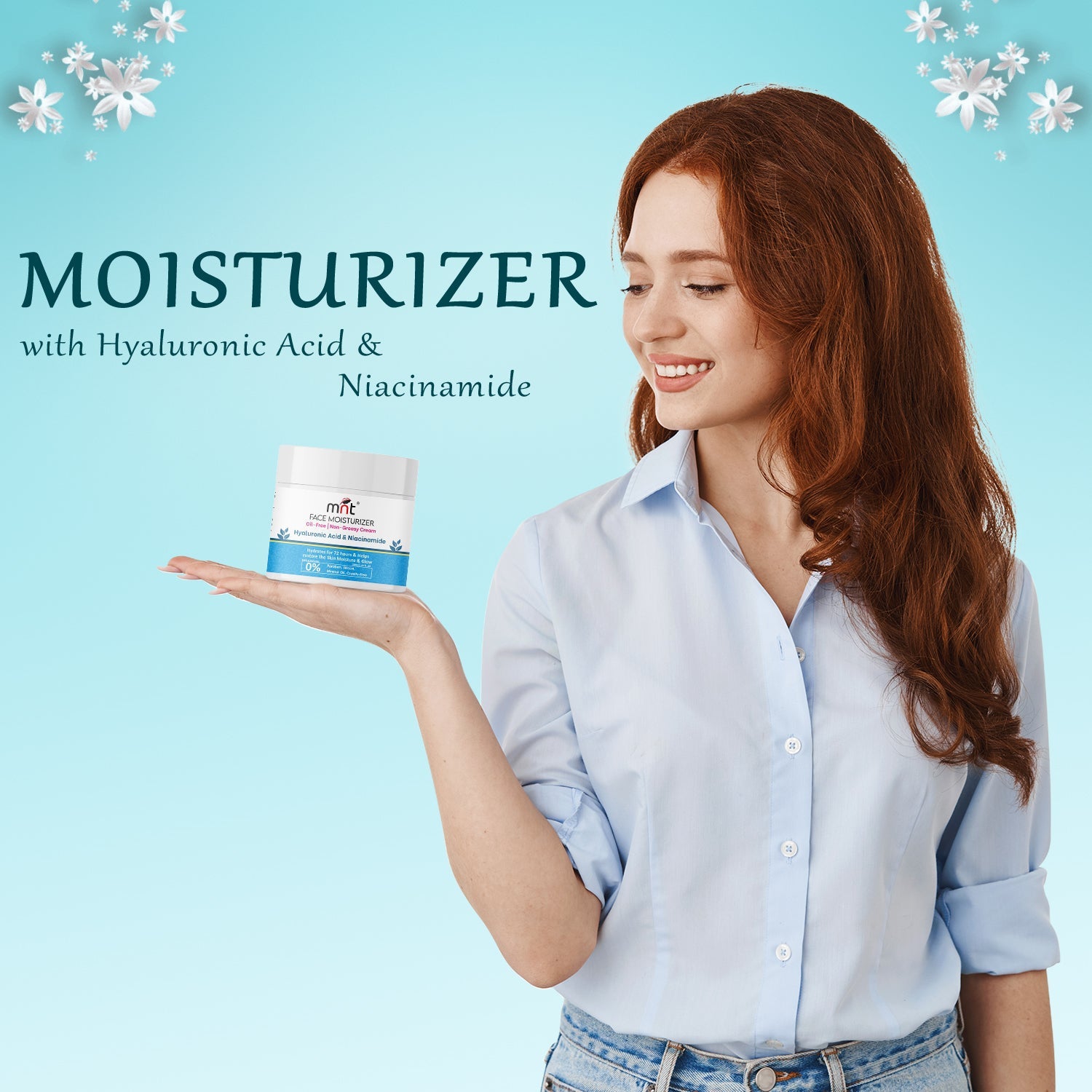 MNT Niacinamide & Hyaluronic Acid Face Moisturizer Cream for Plumping and Hydrating Skin | Anti-Aging Face Moisturizer for Dry Skin | Non-Greasy & Oil Free Cream | 100 g