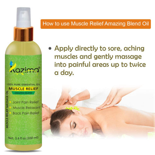 KAZIMA Muscle Relief Massage Oil (100ml) – Soothing Formula for Pain, Tension, and Muscle Recovery