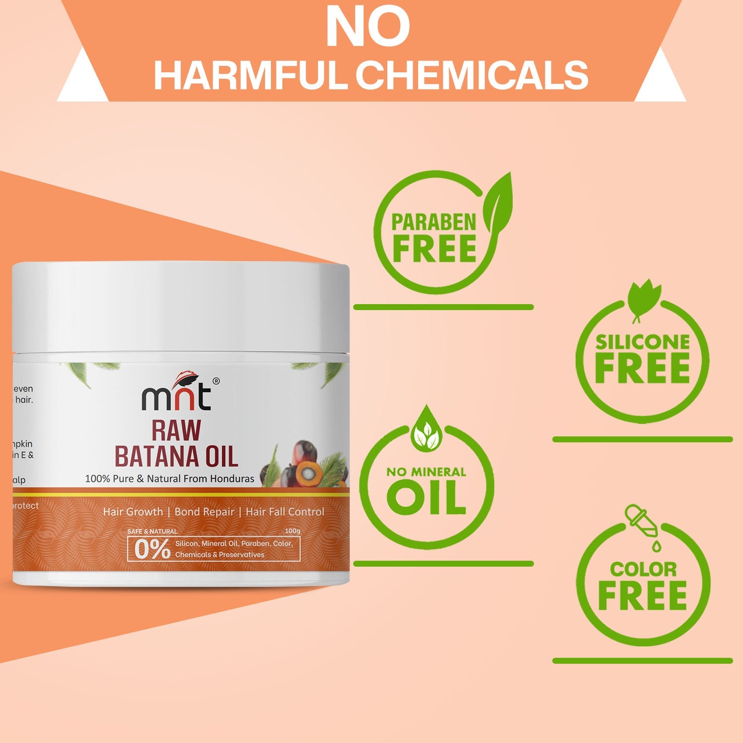 MNT Pure Raw Batana Oil for Hair Growth | Derived from American Oil Palm Nut | Promotes Thicker Hair Growth & Hair Nourishment | 100 gm