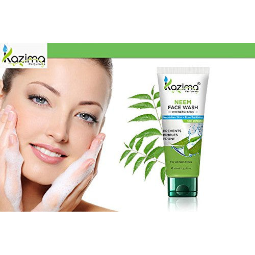 KAZIMA Neem Face Wash With Tea Tree & Tulsi For Anti Pollution, Anti Acne, Nourishes Skin + Pore Purifying Skin Defense (100 ML)