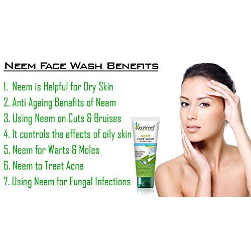 KAZIMA Neem Face Wash With Tea Tree & Tulsi For Anti Pollution, Anti Acne, Nourishes Skin + Pore Purifying Skin Defense (100 ML)