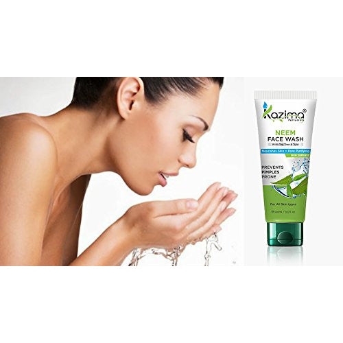 KAZIMA Neem Face Wash With Tea Tree & Tulsi For Anti Pollution, Anti Acne, Nourishes Skin + Pore Purifying Skin Defense (100 ML)