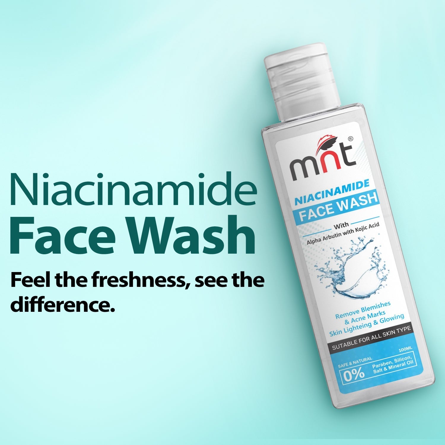 MNT Niacinamide Face Wash with Alpha Arbutin & Kojic Acid for Oil Clear, Dark Spots, Acne Marks & Pigmentation, 100 ml