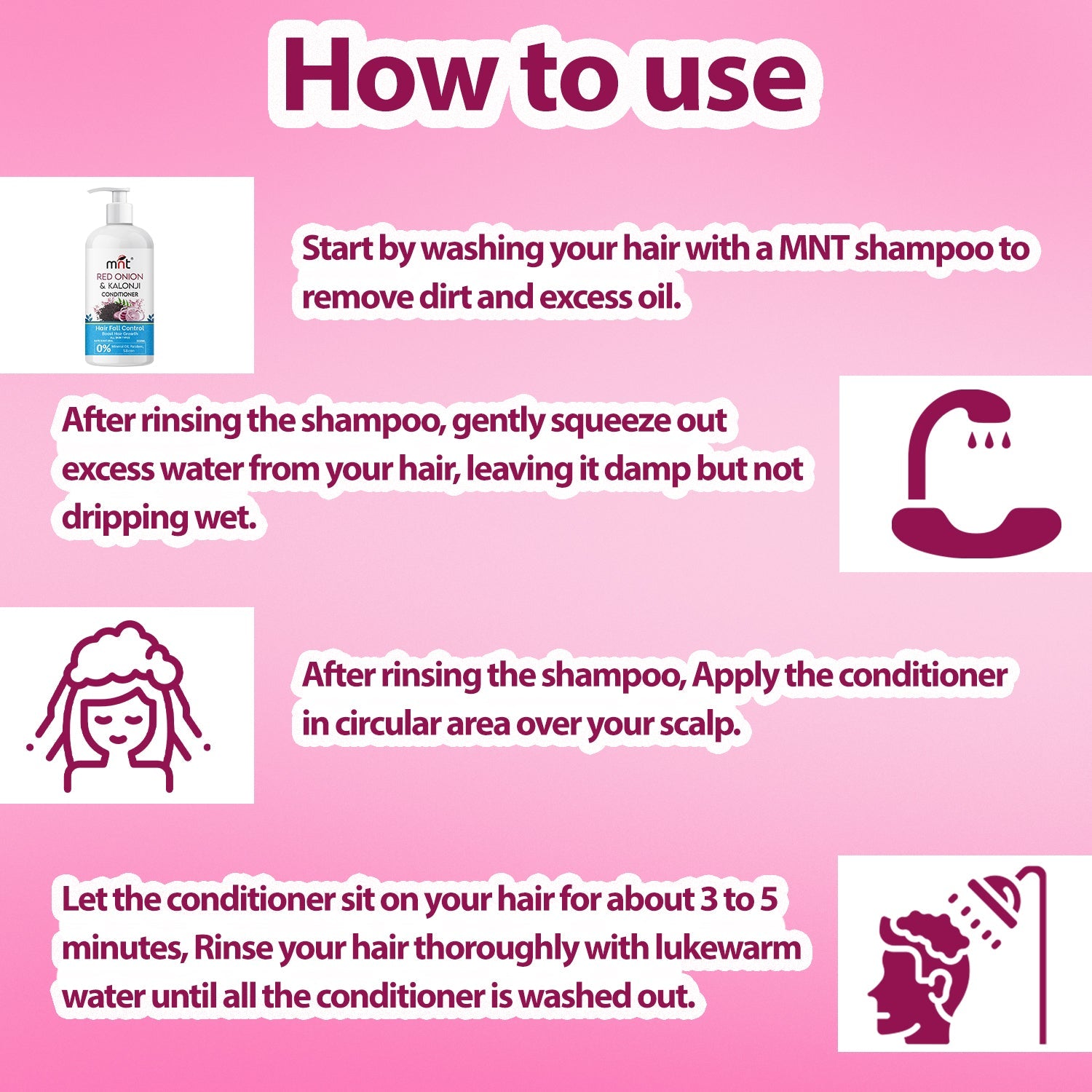 MNT Red Onion & Kalonji Hair Conditioner for Smooth and Silky Hair | Hair Growth & Hair Fall Control Conditioner, 300 ml