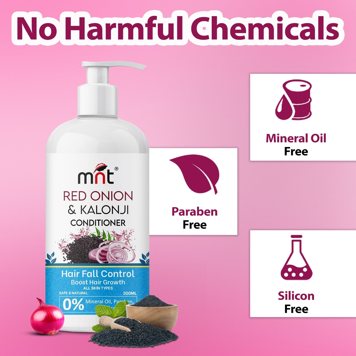 MNT Red Onion & Kalonji Hair Conditioner for Smooth and Silky Hair | Hair Growth & Hair Fall Control Conditioner, 300 ml