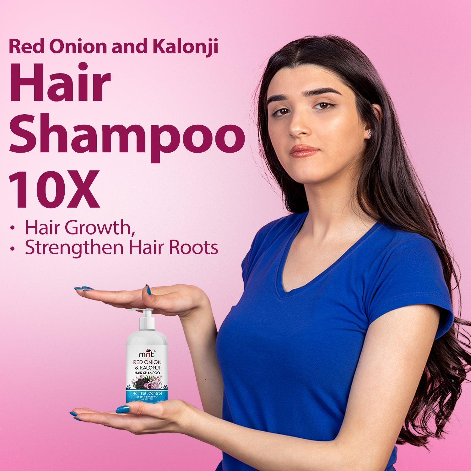 MNT Red Onion & Kalonji Hair Shampoo for Hair Fall Control and Hair Growth with Onion & Black Cumin Seed Oil, 300 ml