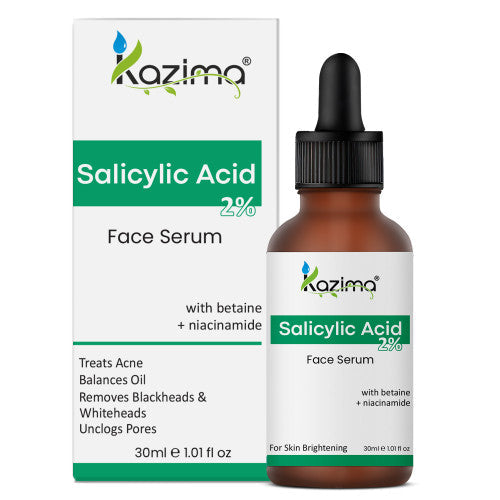 KAZIMA 2% Salicylic Acid Face Serum for Acne, Blackheads, Open Pores & Excess Oil Control – Ideal for Oily Skin | For Women & Men | 30 ml