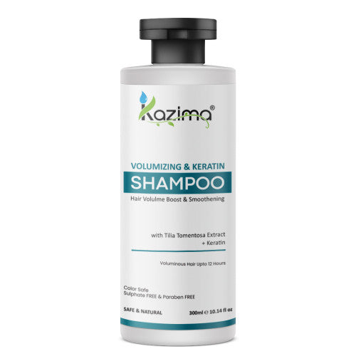 KAZIMA Volumizing & Keratin Shampoo 300ml - Adds Volume, Smoothens, and Strengthens Hair for Fullness, Shine & Silky Softness
