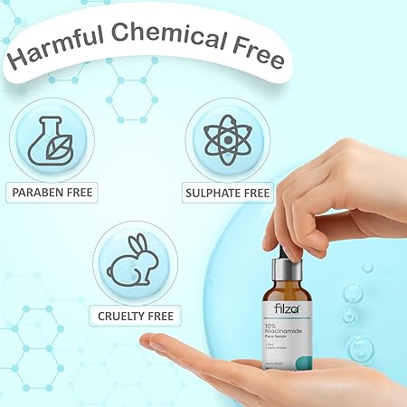 FILZA 10% Niacinamide Face Serum for Acne Marks and Dark Spots, with Zinc and Rice Extract | Fades Blemishes, Reduces Hyperpigmentation & Balances Oil | 30 ml