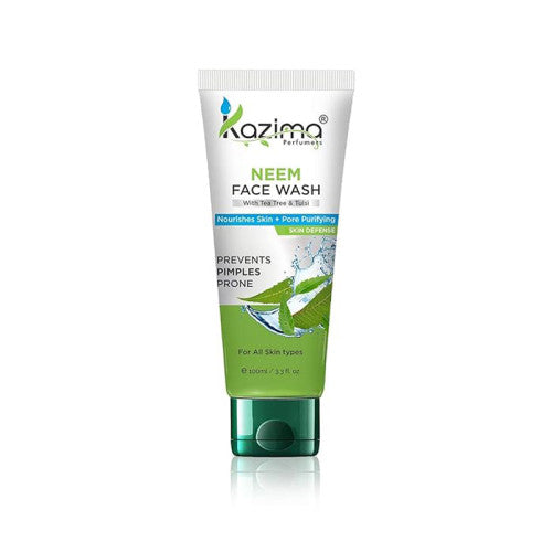 KAZIMA Neem Face Wash With Tea Tree & Tulsi For Anti Pollution, Anti Acne, Nourishes Skin + Pore Purifying Skin Defense (100 ML)