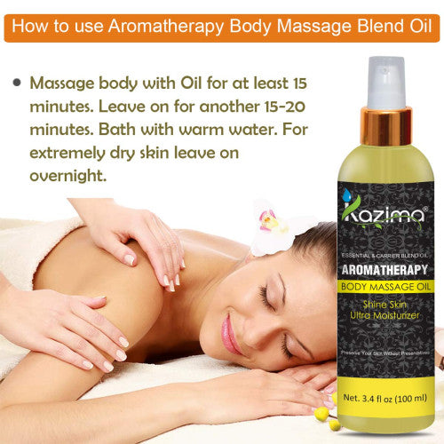 KAZIMA Aromatherapy Body Massage Oil (100ml) Essential Oils for Stress Relief Muscle Relaxation & Skin Nourishment