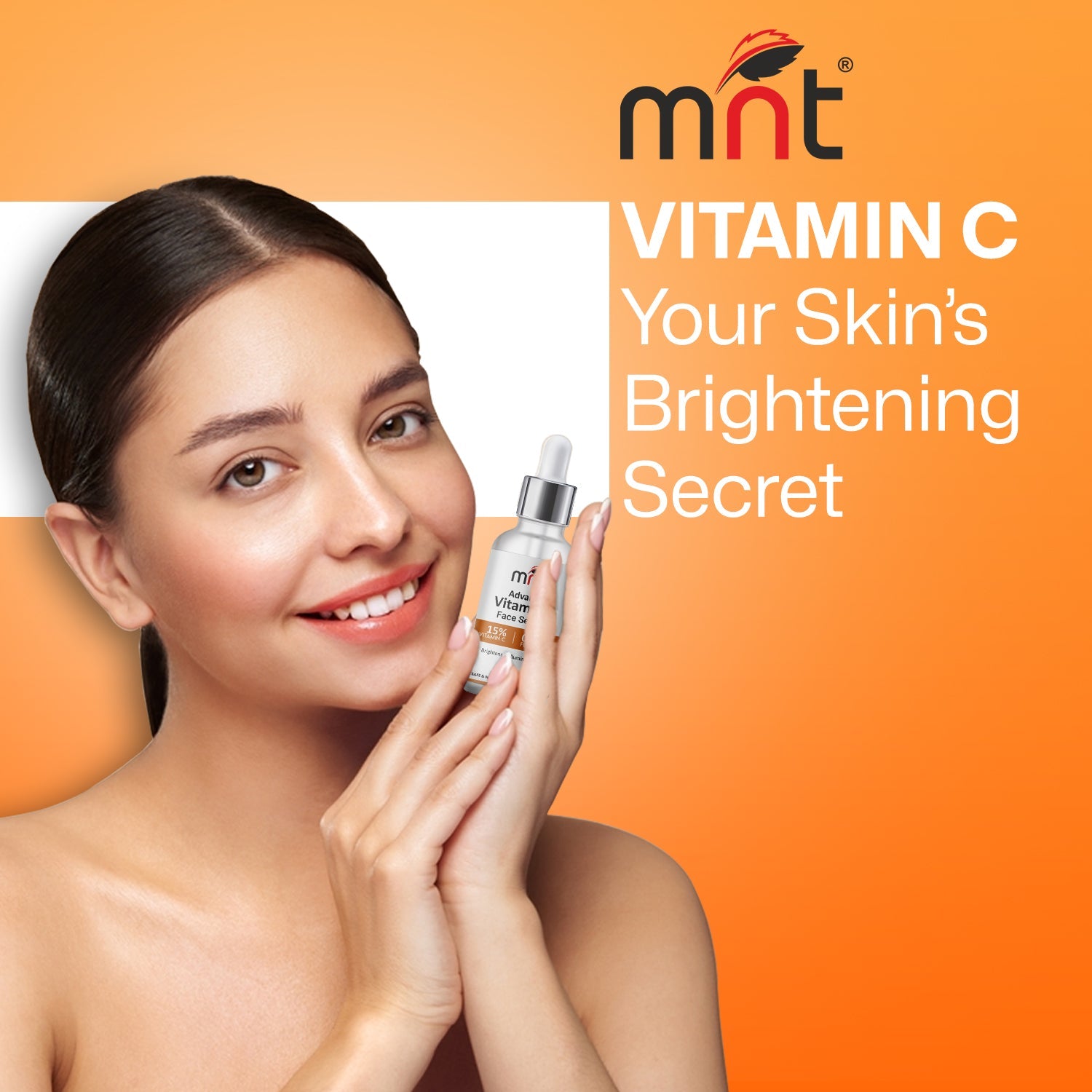 MNT 15% Vitamin C Face Serum with 0.5% Ferulic Acid – Powerful Antioxidant Formula for Glowing, Youthful Skin, Reduces Dark Spots, Firms and Hydrates, 30ml